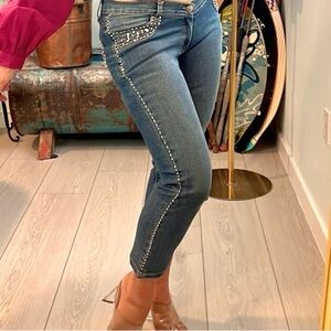 ⭐️Solaris Denim,Low-Rise,Calf-Cropped Jeans,“Nautical Beading Pockets,SO UNIQUE